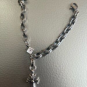 Chrome Hearts Silver Floral Cross Link Necklace